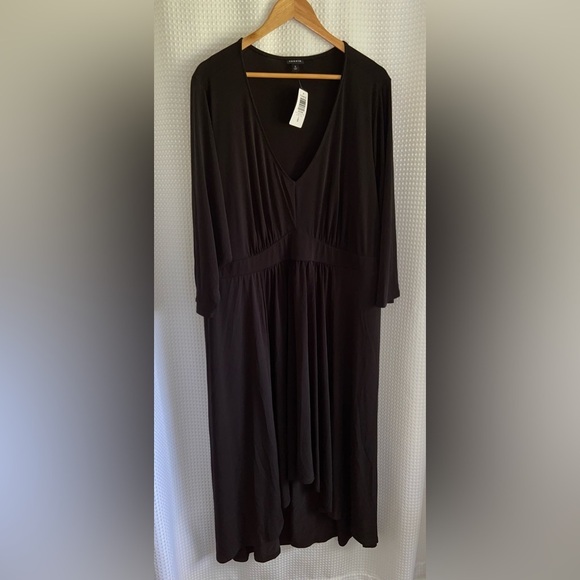 Women’s Tea Length Studio Knit Deep V Bodycon black Dress size 5X - Picture 2 of 12